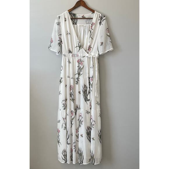 Roller Rabbit Condesa Bouquet Gertrude white floral maxi wrap dress Sz M - Picture 5 of 16